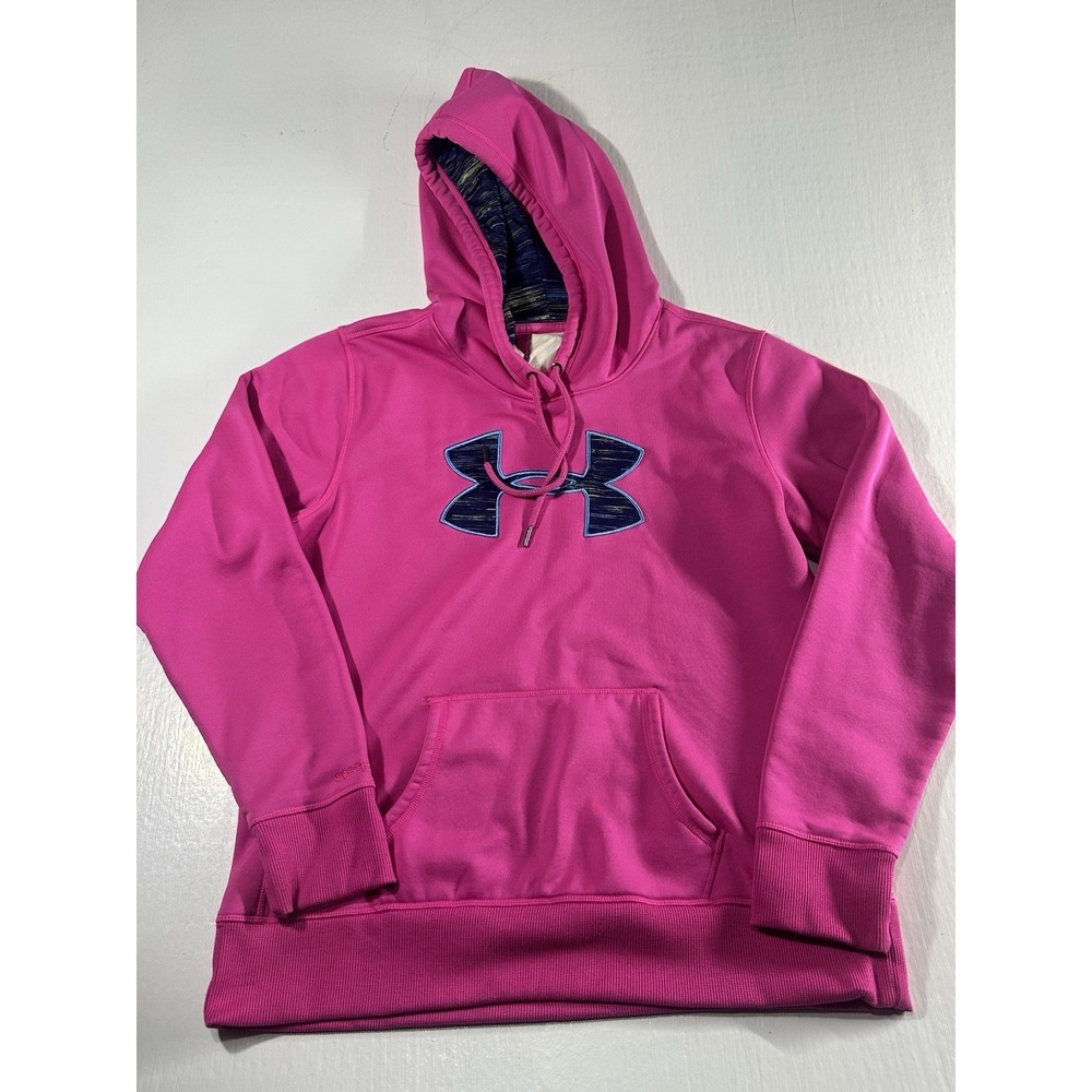 Women's UNDER ARMOUR LONG SLEEVE PINK HOODIE Size Large Front Pockets